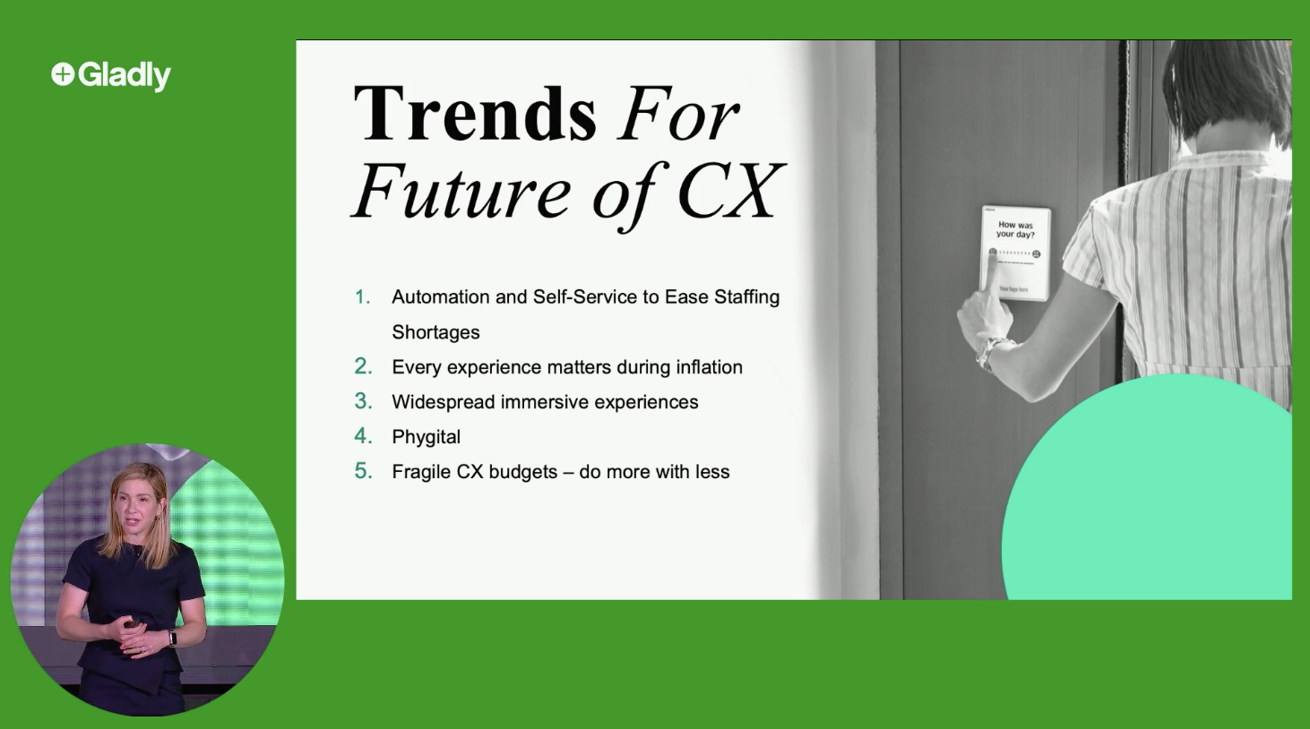 Blake Morgan taking the stage to discuss CX trends