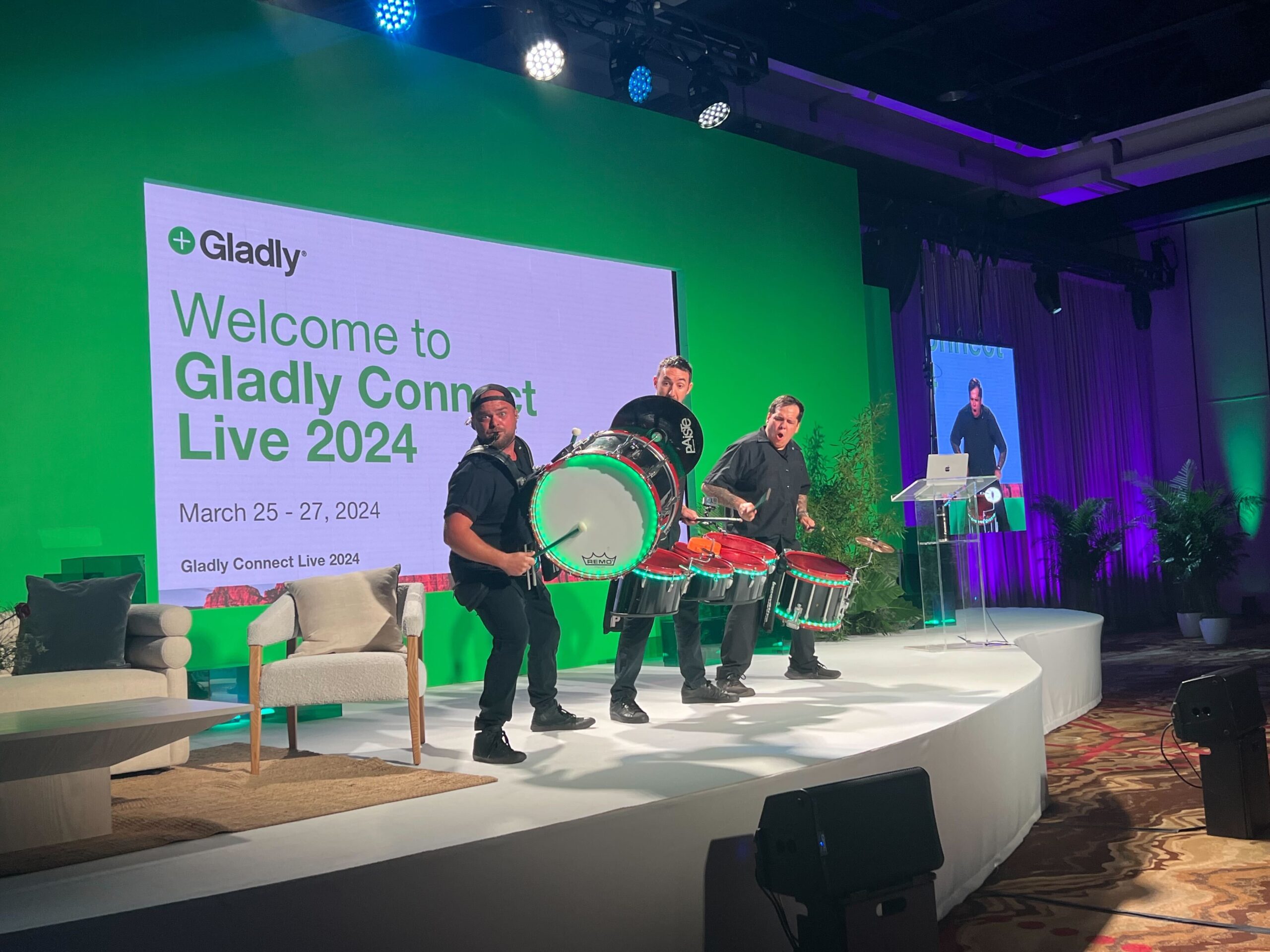 Drum line introducing Gladly Connect Live 2024